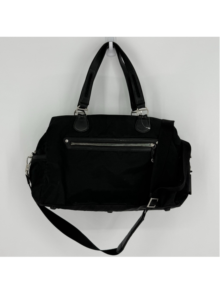 Tumi Black Canvas Weekender Tote Leather Trim Handles Carry On Shoulder Strap